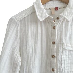 Pilcro Anthropologie Cotton Gauze Button Up Shirt White Size Small